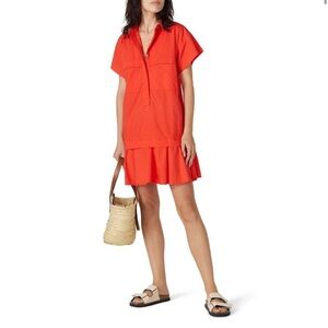 Hunter Bell Addison Red Short Sleeve Collared Dress Women's Size Medium M